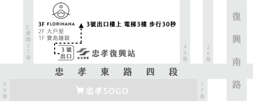 Florihana芳療家 台北忠孝店地圖 路線指引 復興店搬遷 搬家 