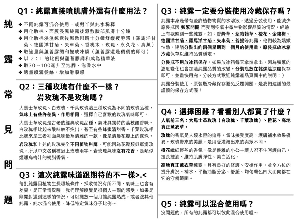 Florihana芳療家 純露常見問題 有機認證純露 純露保存方式 玫瑰純露 原裝空運進口