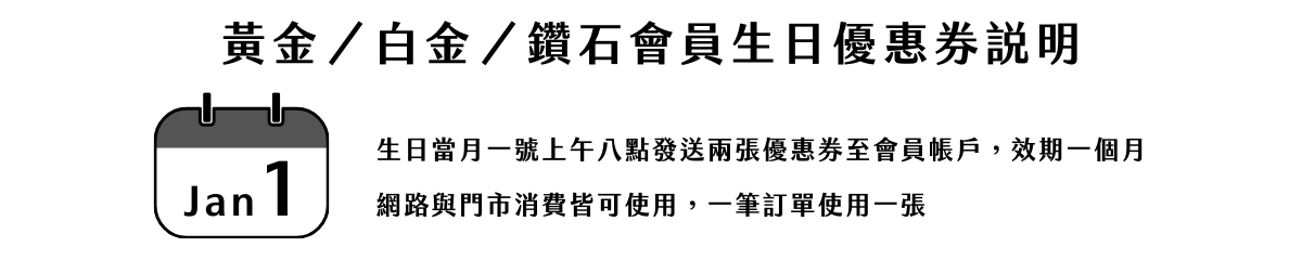 Florihana芳療家 會員生日優惠券發放說明 日曆  一月一號